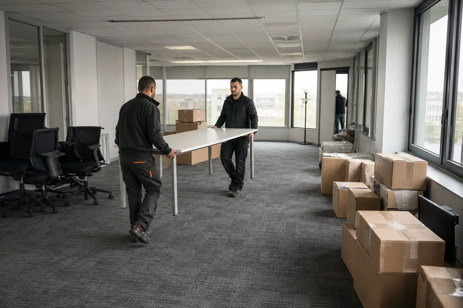 Débarras de bureaux après le départ d’une entreprise, mobilier évacué